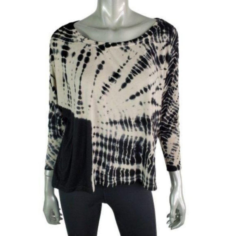 Gypsy 05 Womens Tie Dye Top Size XS Boxy 100% Bamboo Pullover 3/4 Sleeve‎ Black